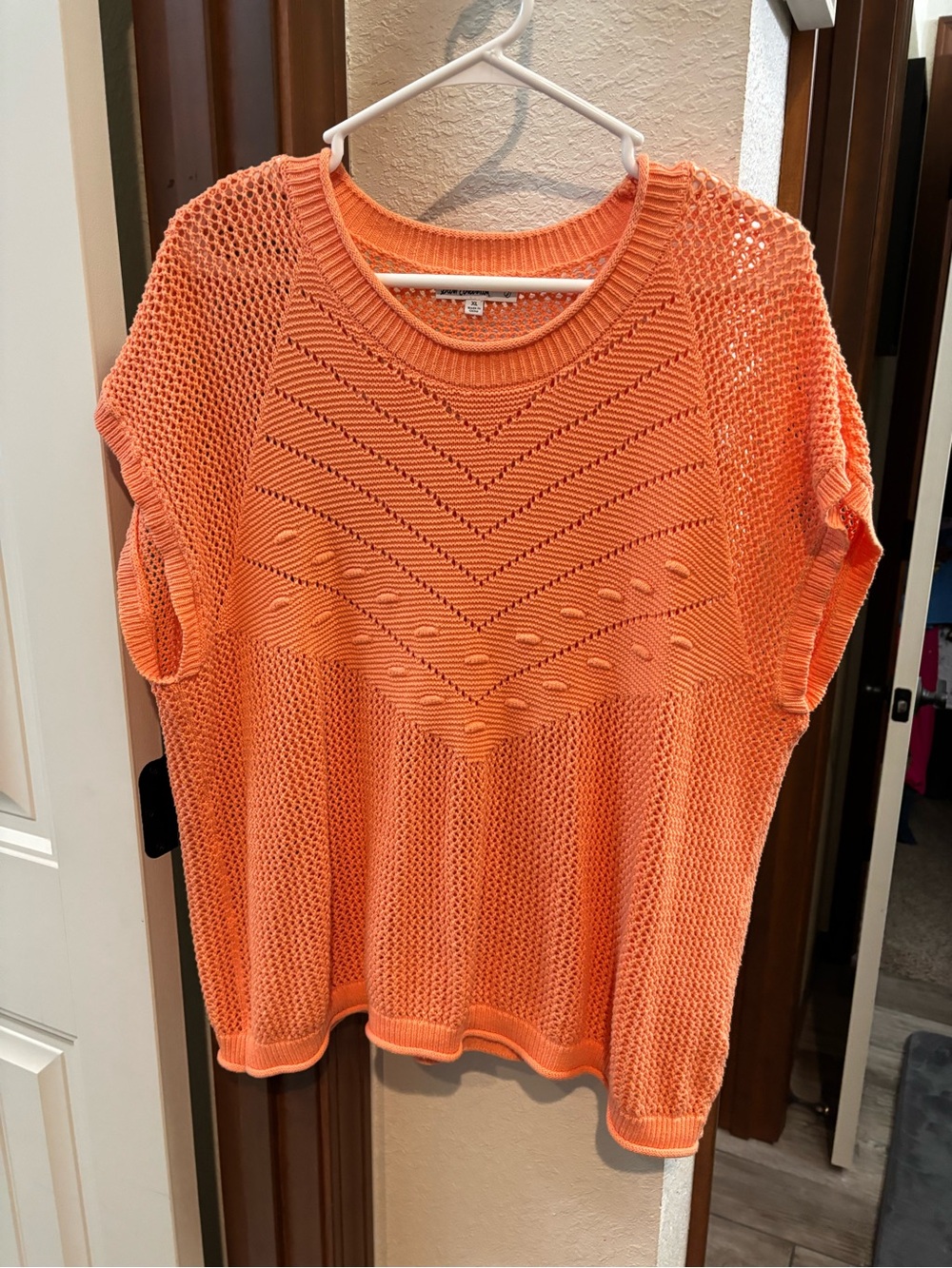 Sam Edelman Coral Open-Weave Short Sleeve Tunic